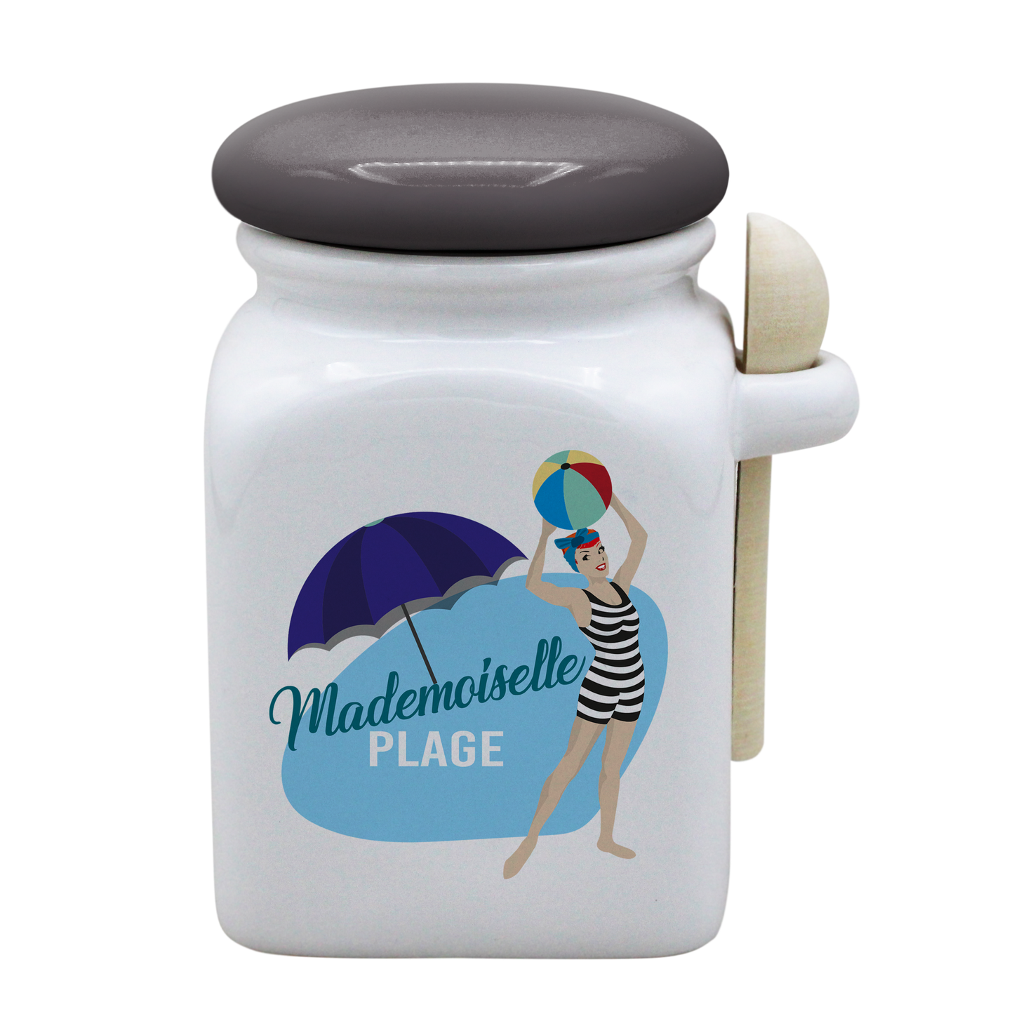 POT BLANC MM COUV. GRIS +CUIL. BOIS-MAPLAR