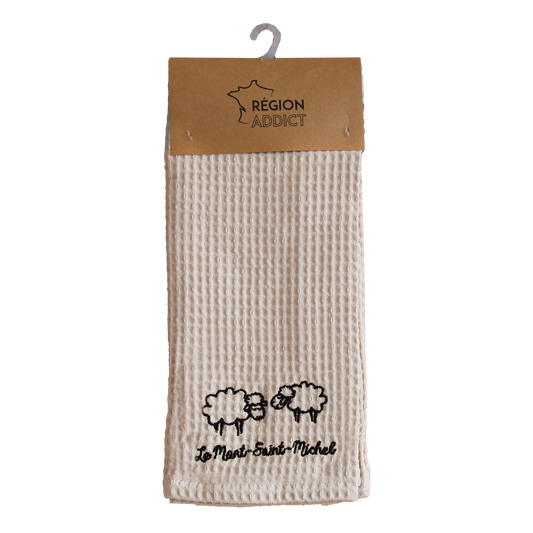 TORCHON NID D'ABEILLE MOUTONS MSM CREME