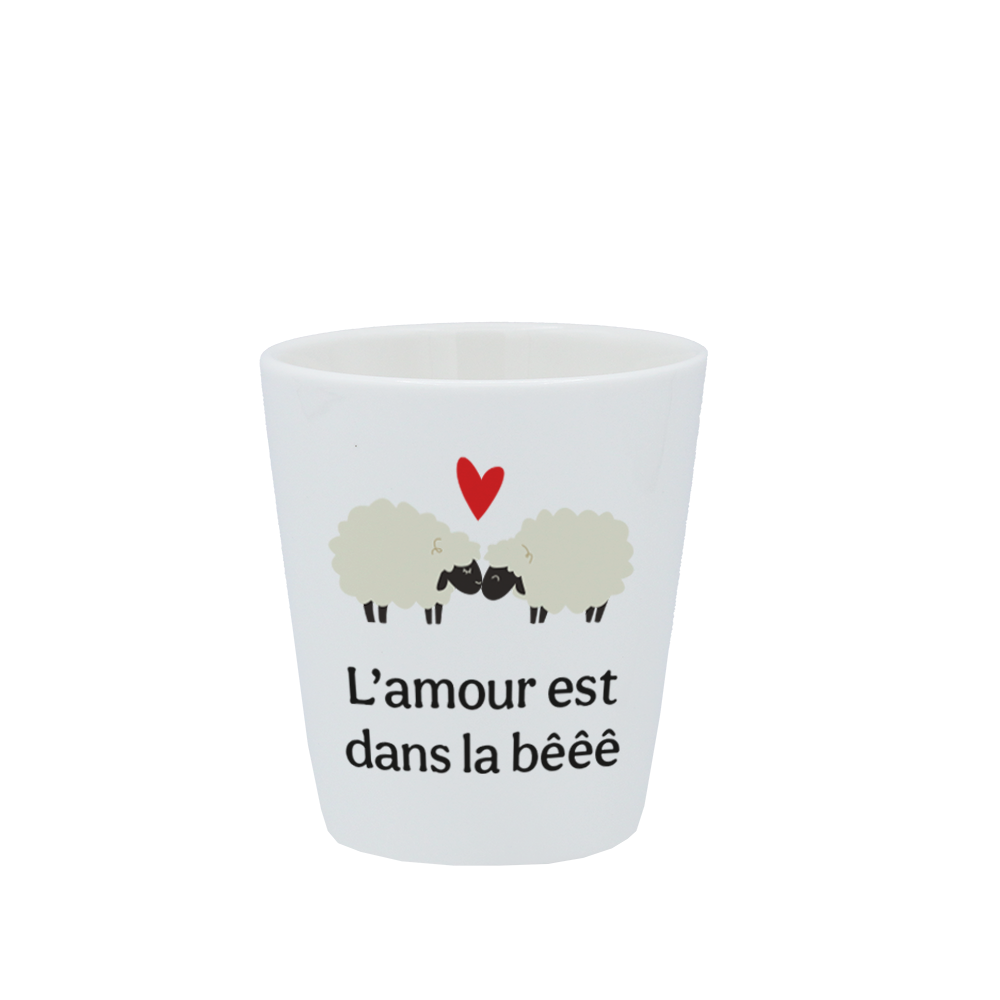 TASSE ESPRESSO BLANCHE S/ANSE - AMOUR EST DANS LA BEEE