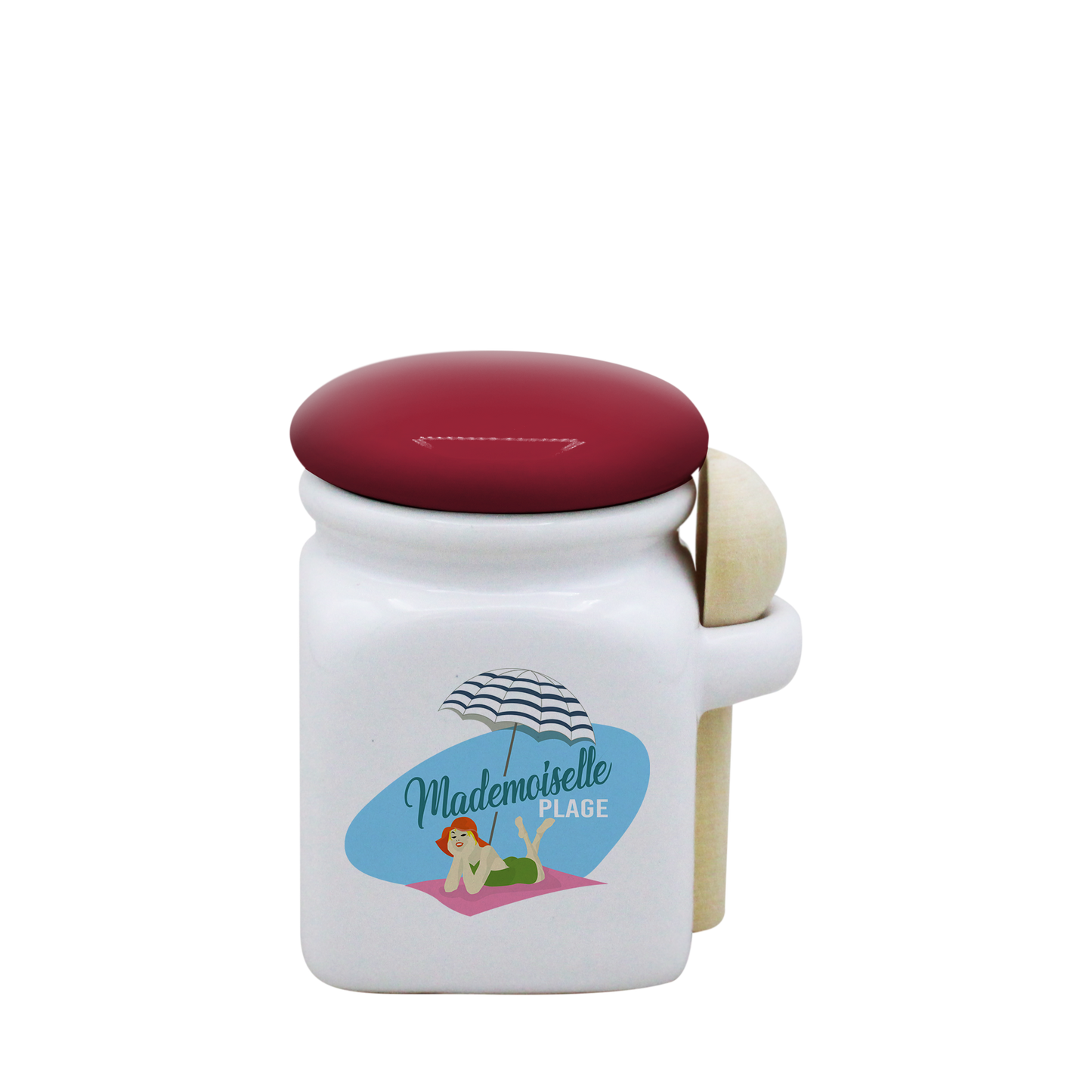 POT BLANC MINI COUV. ROUGE+CUIL. BOIS -MAPLAV
