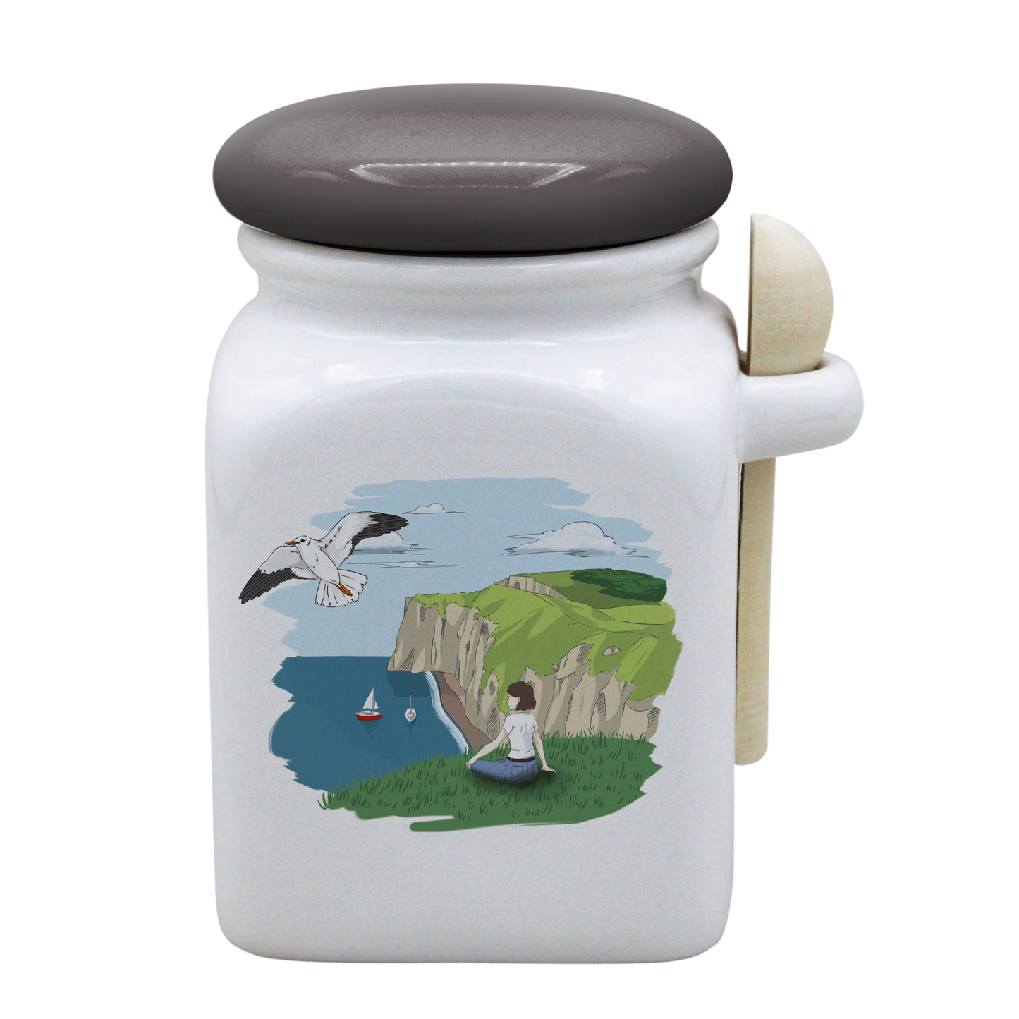 POT BLANC MM COUV. GRIS +CUIL. BOIS-FALEFIL