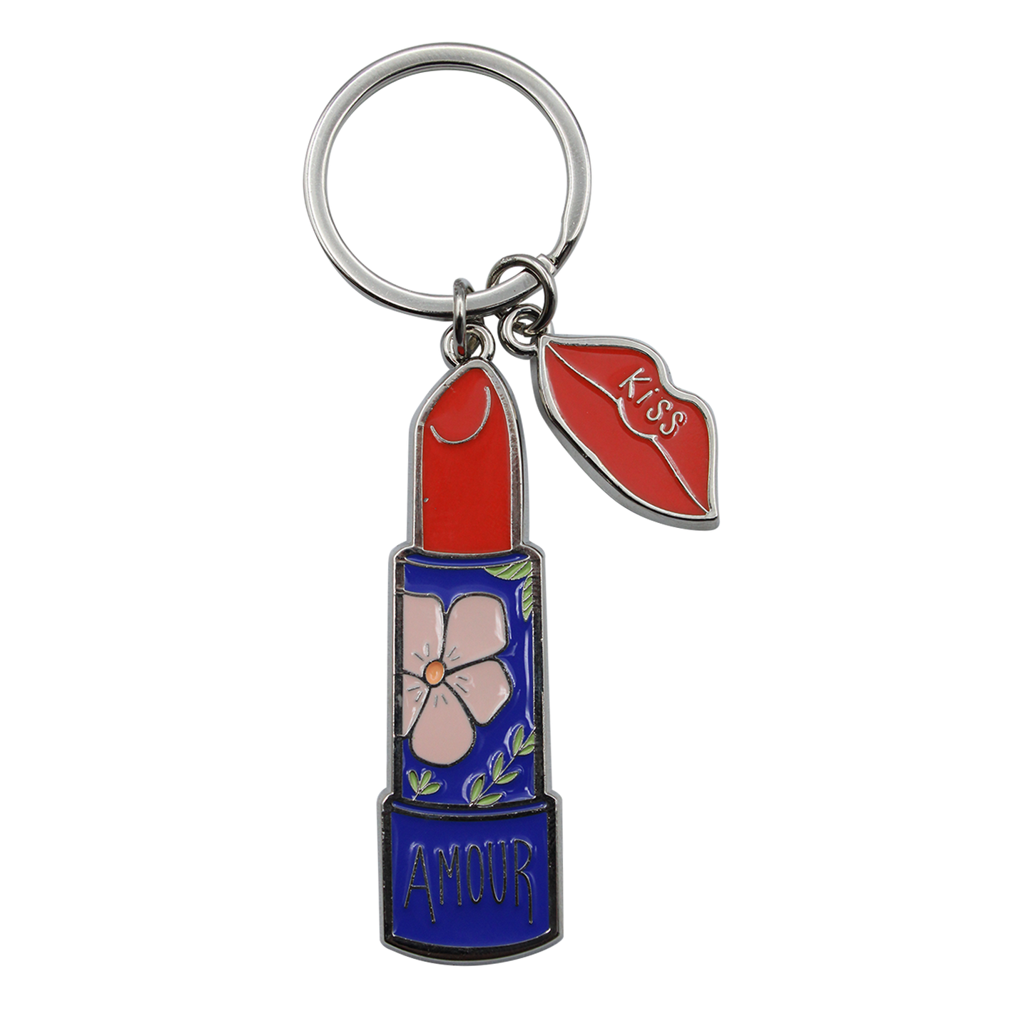 PORTE CLES METAL ROUGE A LEVRE