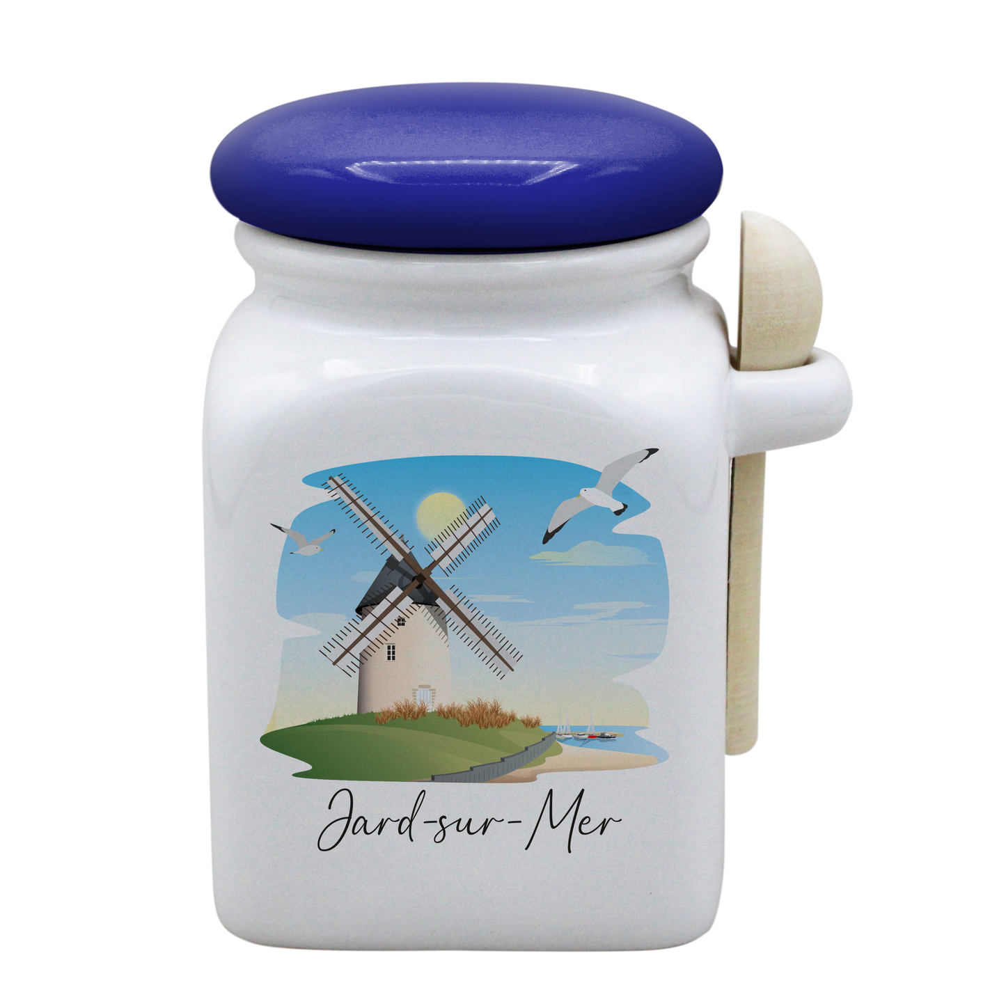 POT BLANC MM COUV. BLEU +CUIL. BOIS-JAMEMFD