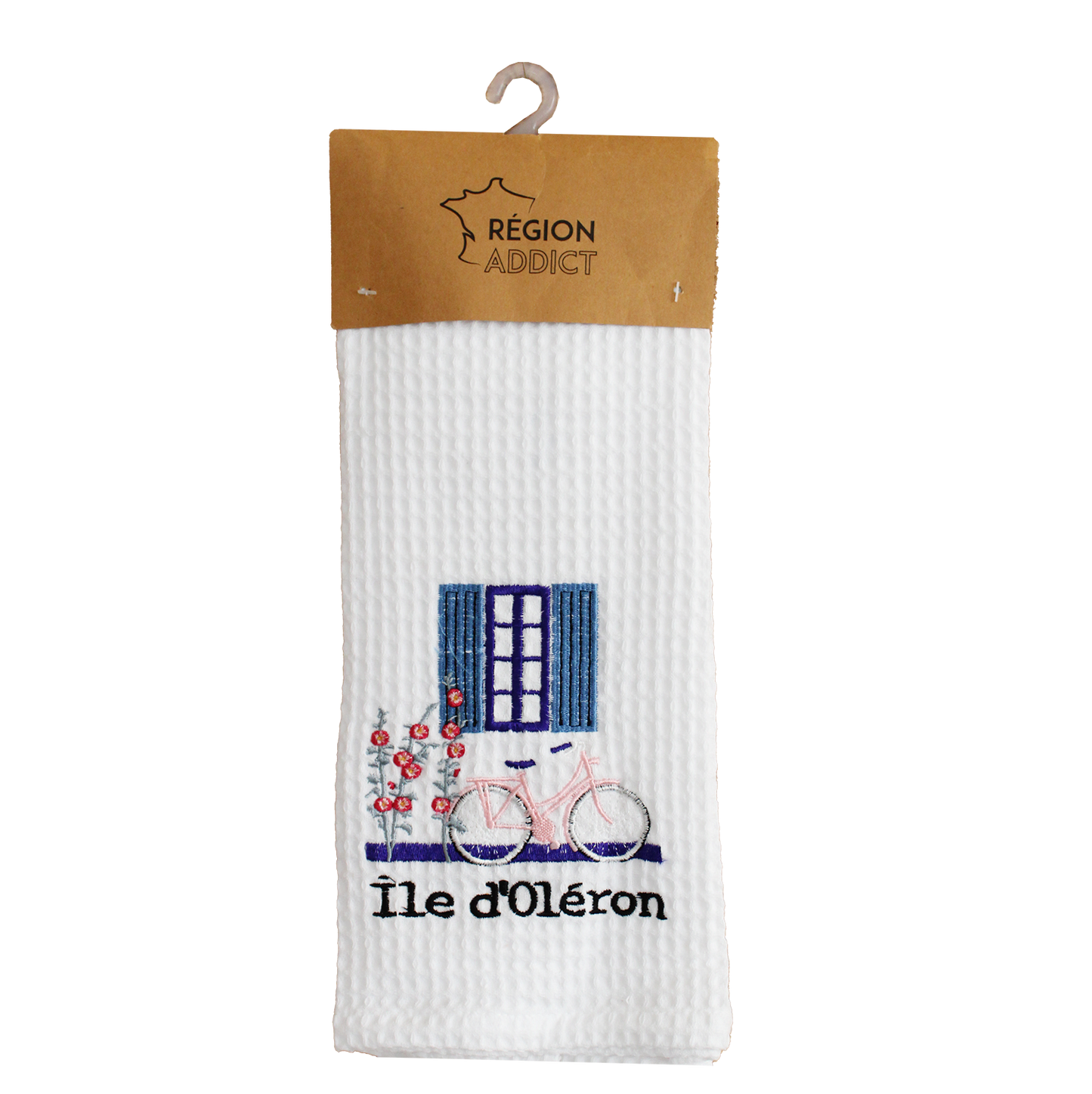 TORCHON NID D'ABEILLE FENETRE OLERON BLANC