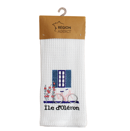 TORCHON NID D'ABEILLE FENETRE OLERON BLANC