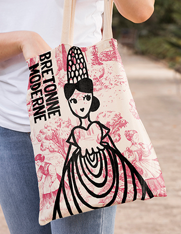 TOTE BAG BRETONNE MODERNE ROSE
