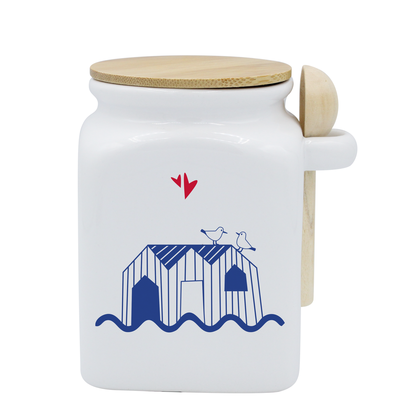 POT BLANC MM COUV. BAMBOU+CUIL. BOIS- LA PETITE EMI CABINES DE BINIC