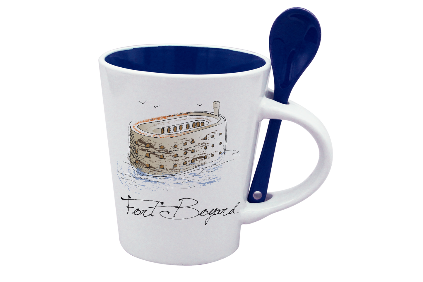 MUG CUILLERE BLANC INT. BLEU-FOBOYD