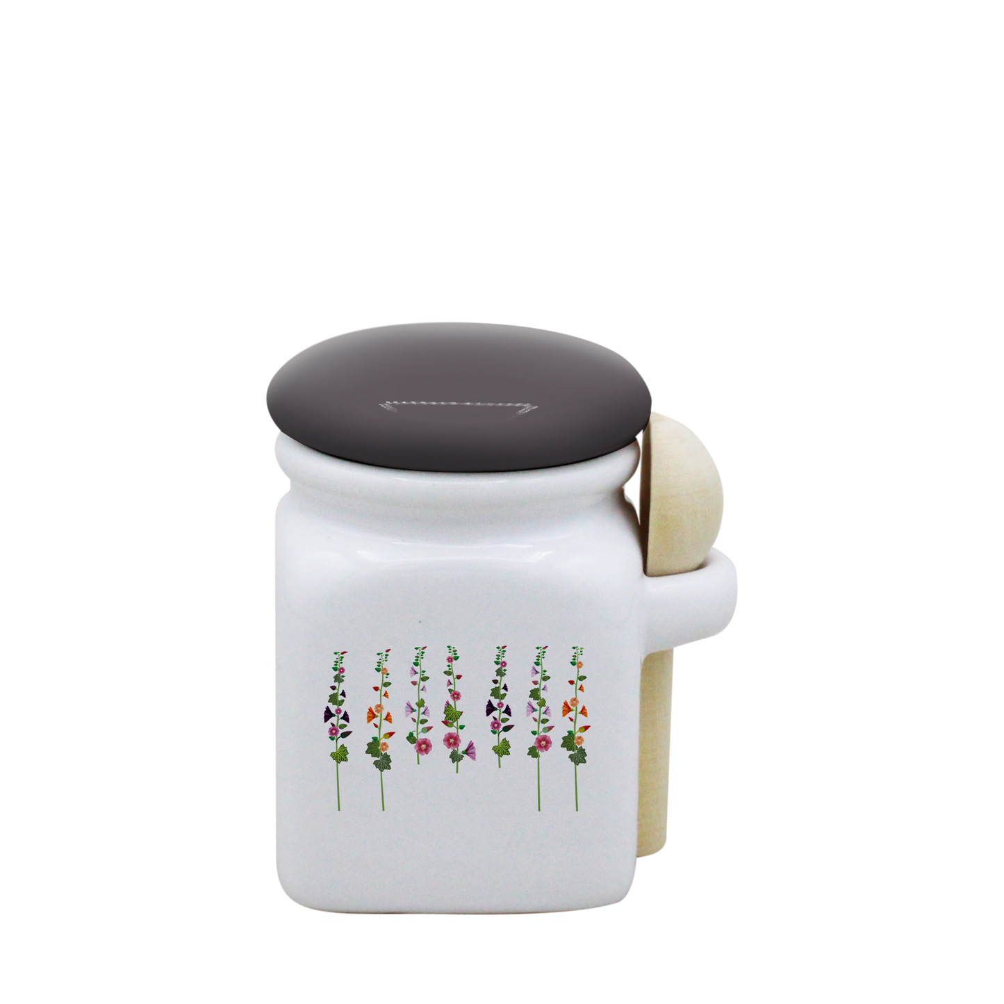 POT BLANC MINI COUV. GRIS+CUIL. BOIS-ROTRE