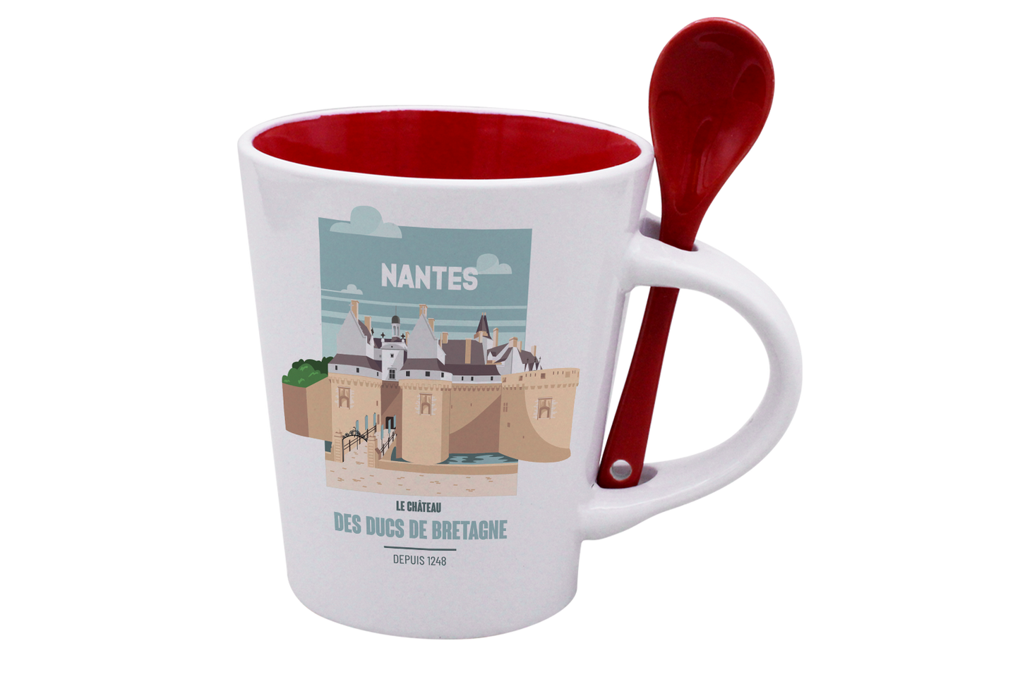 MUG CUILLERE BLANC INT. ROUGE-NTECHATO