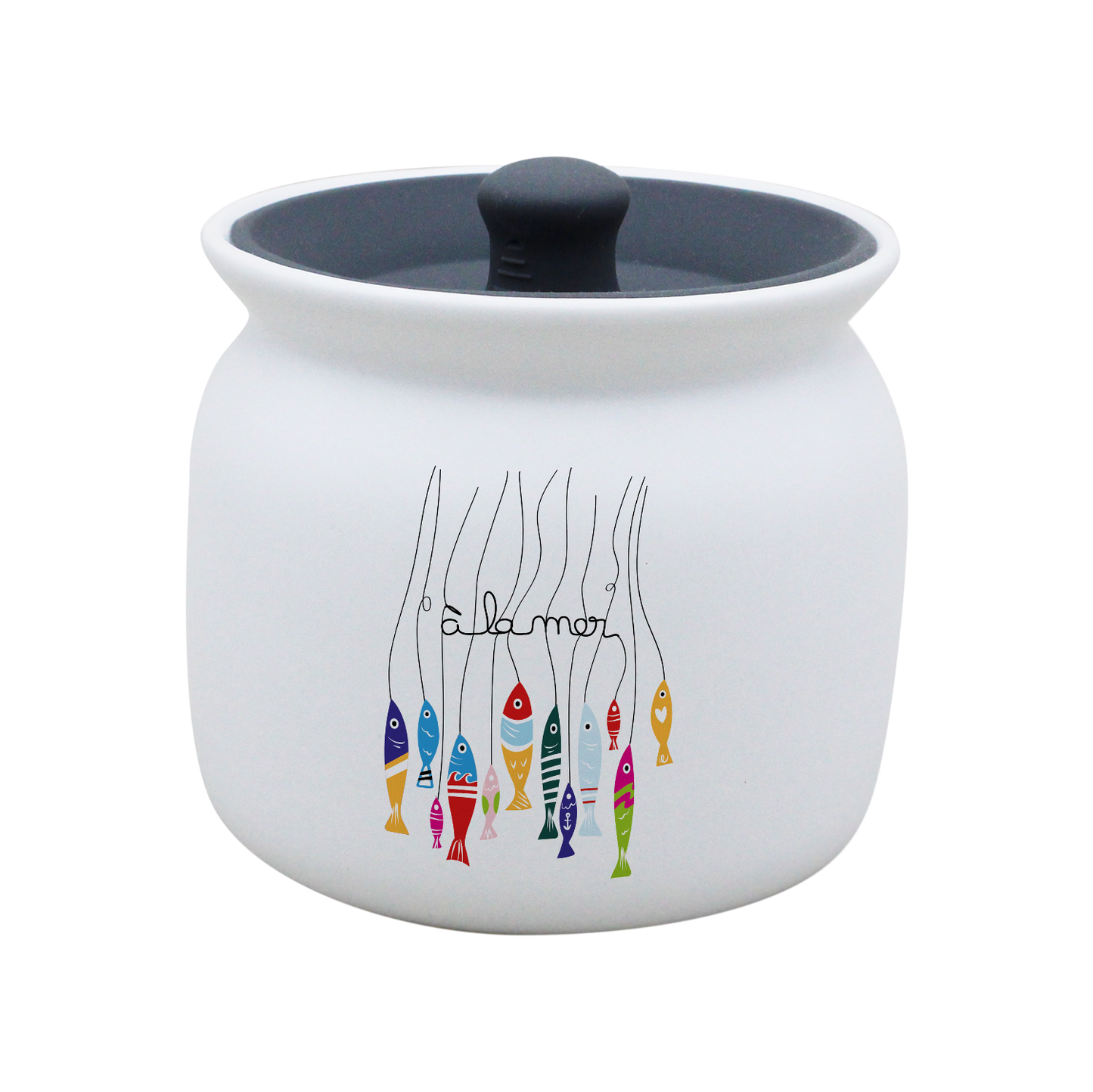 POT BLANC GM COUV. SILICONE GRIS -ALM-2