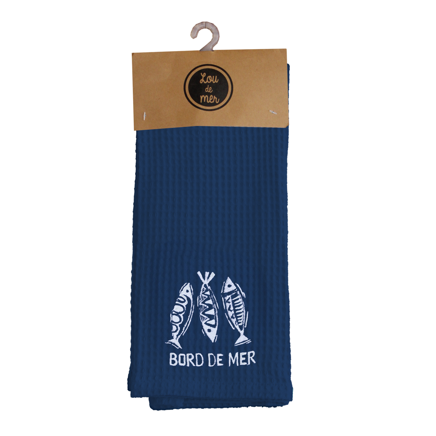 TORCHON NID D'ABEILLE MARIUS BLEU MARINE