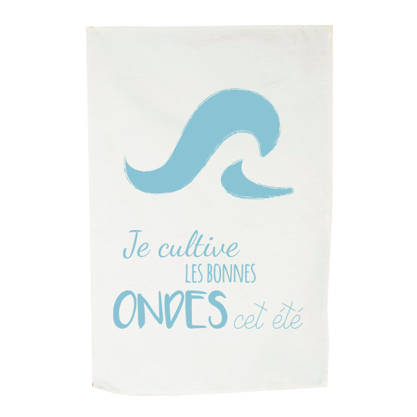 TORCHON BONNES ONDES CYAN POEMA