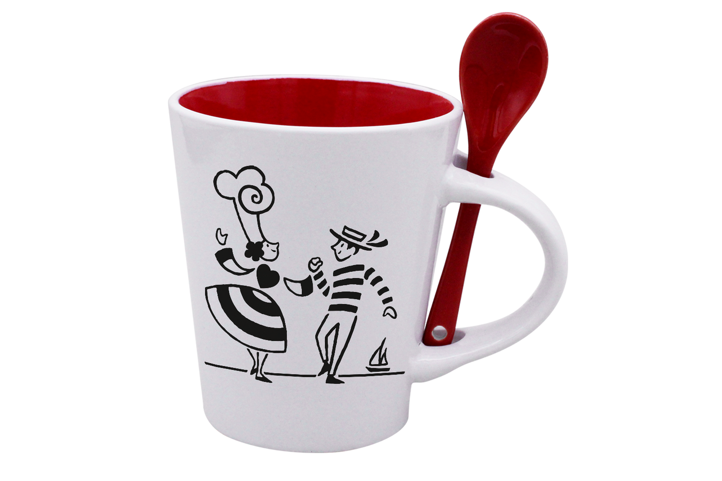 MUG CUILLERE BLANC INT. ROUGE-LDANS