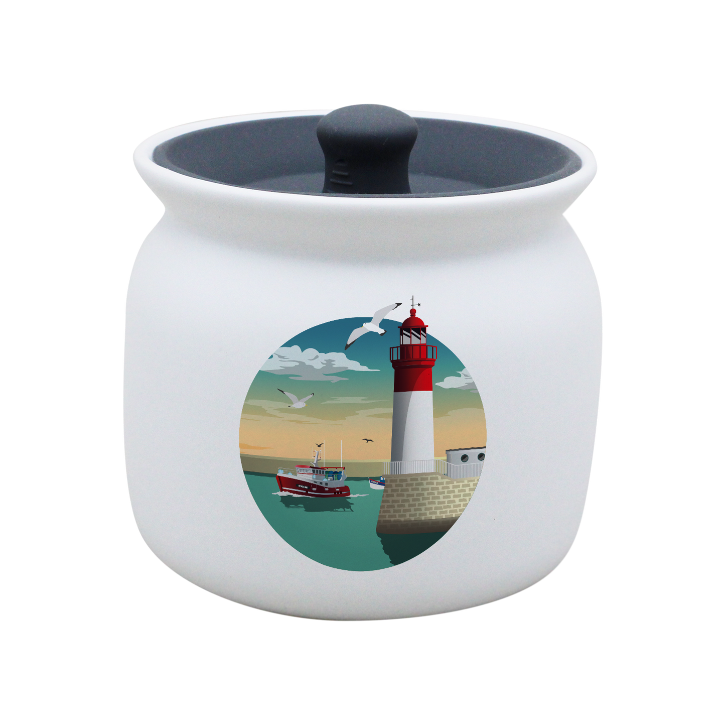 POT BLANC GM COUV. SILICONE GRIS -PHARECHA