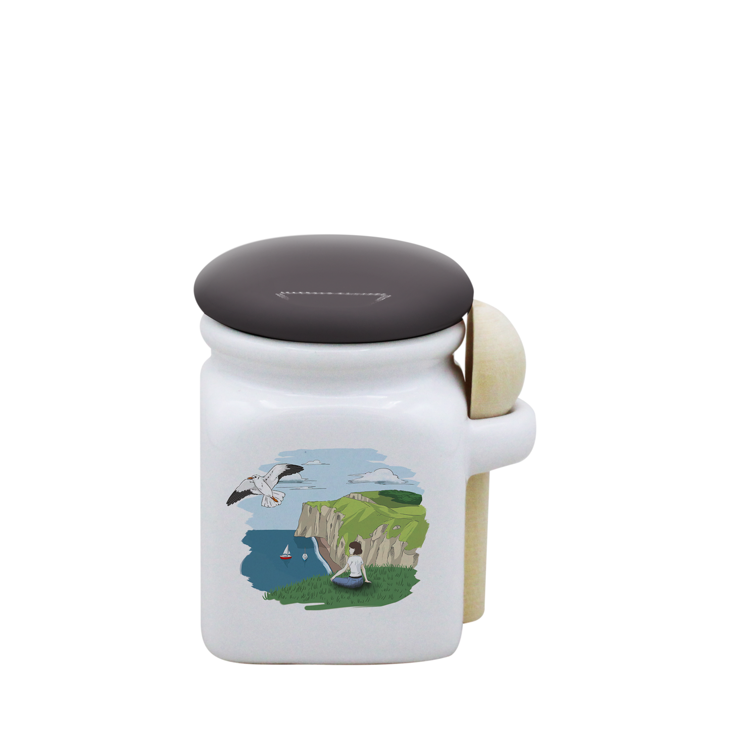 POT BLANC MINI COUV. GRIS+CUIL. BOIS-FALEFIL