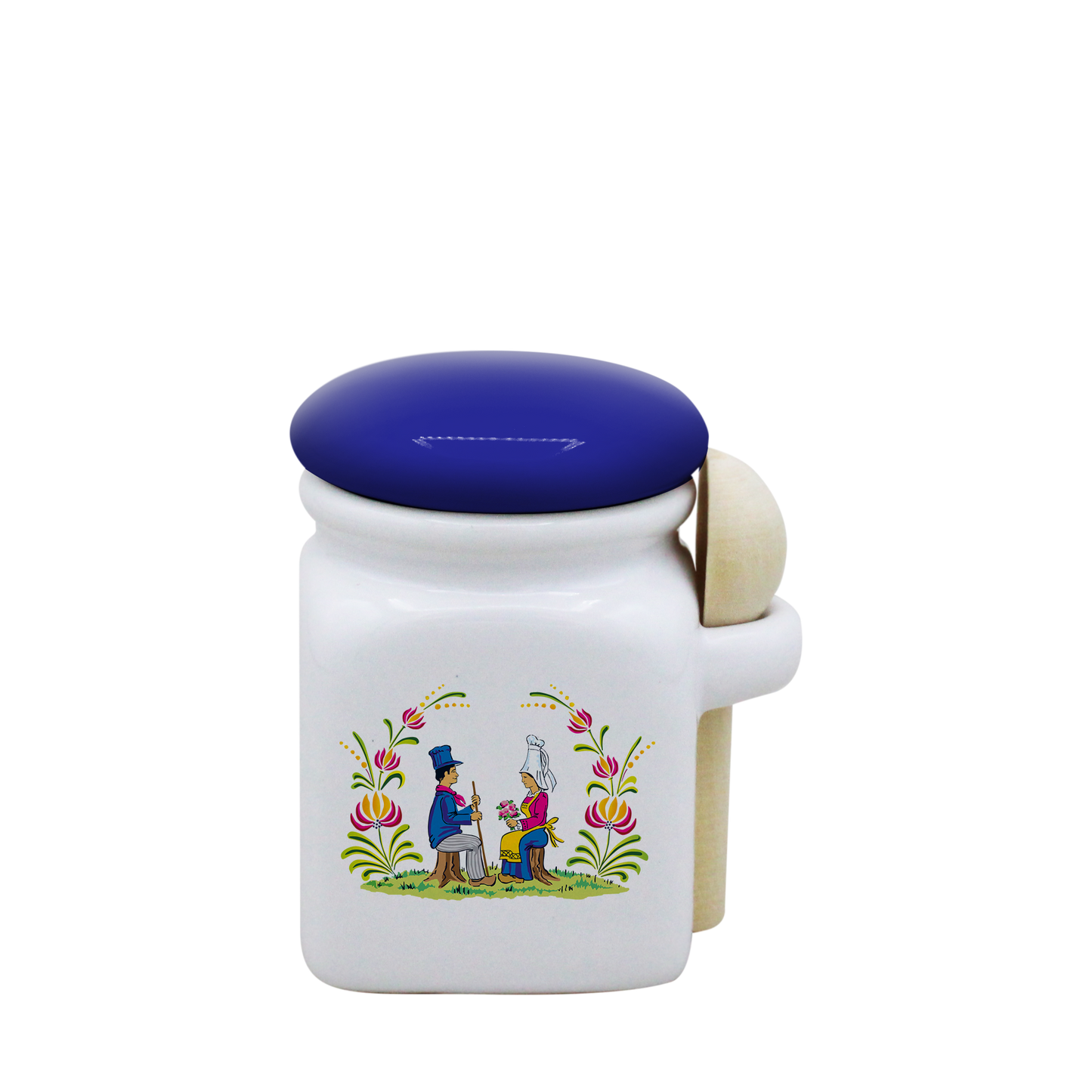 POT BLANC MINI COUV. BLEU+CUIL. BOIS-RENOR