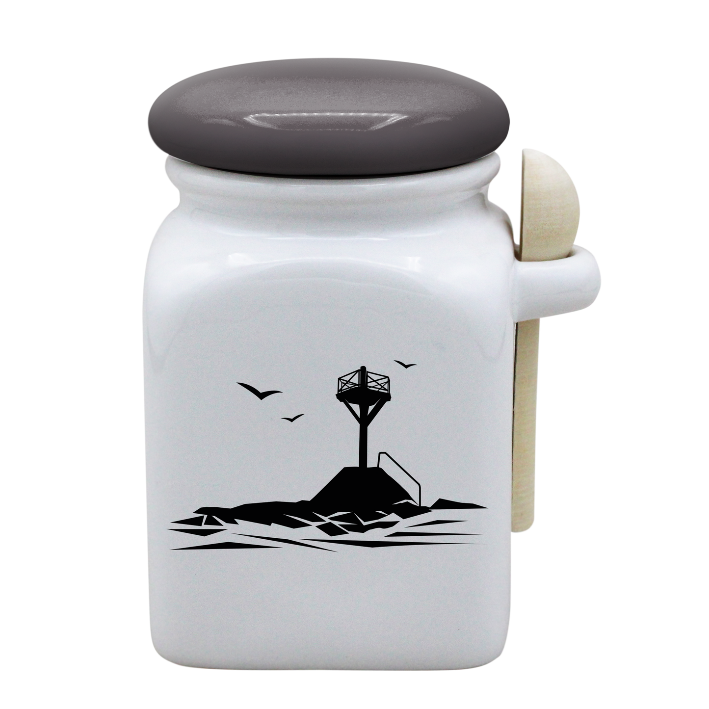 POT BLANC MM COUV. GRIS +CUIL. BOIS - PASSAGE DU GOIS NOIR ET BLANC