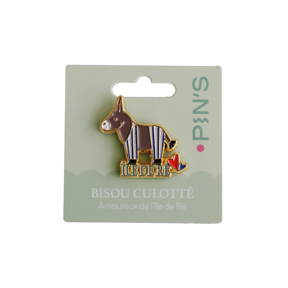 PINS DORÉ ÂNE EN CULOTTE BLEU