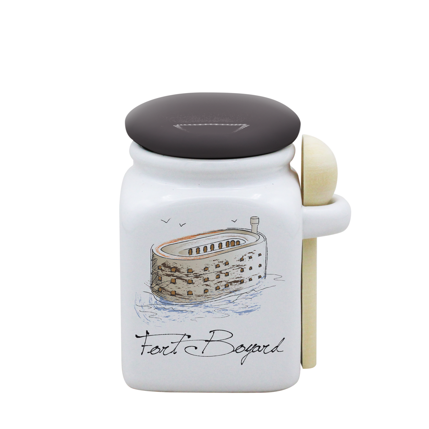 POT BLANC PM COUV. GRIS+CUIL. BOIS-FOBOYD
