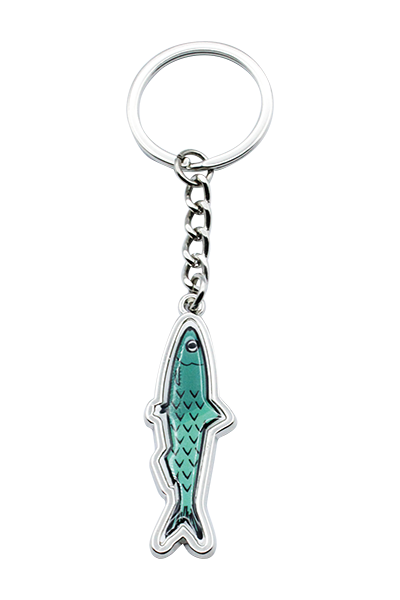 PORTE CLES METAL SARDINE VERTE