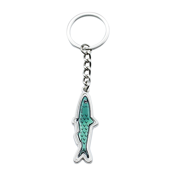 PORTE CLES METAL SARDINE VERTE