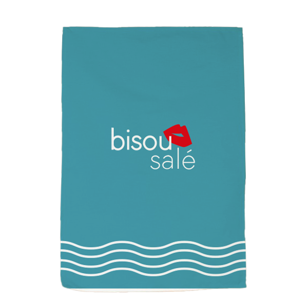 TORCHON BISOUS SALÉ BLEU CLAIR