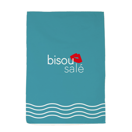 TORCHON BISOUS SALÉ BLEU CLAIR