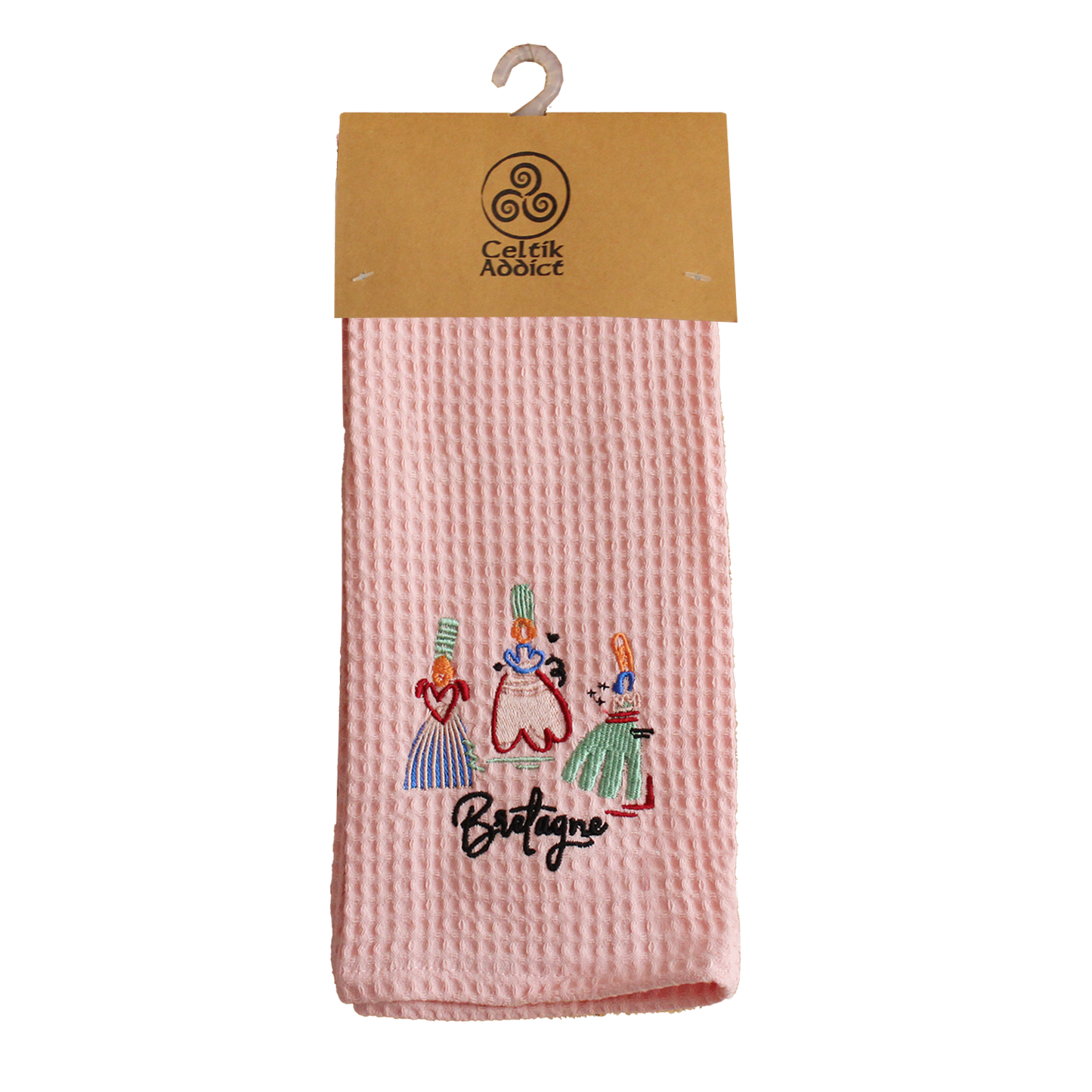 TORCHON NID D'ABEILLE MEMPHIS ROSE