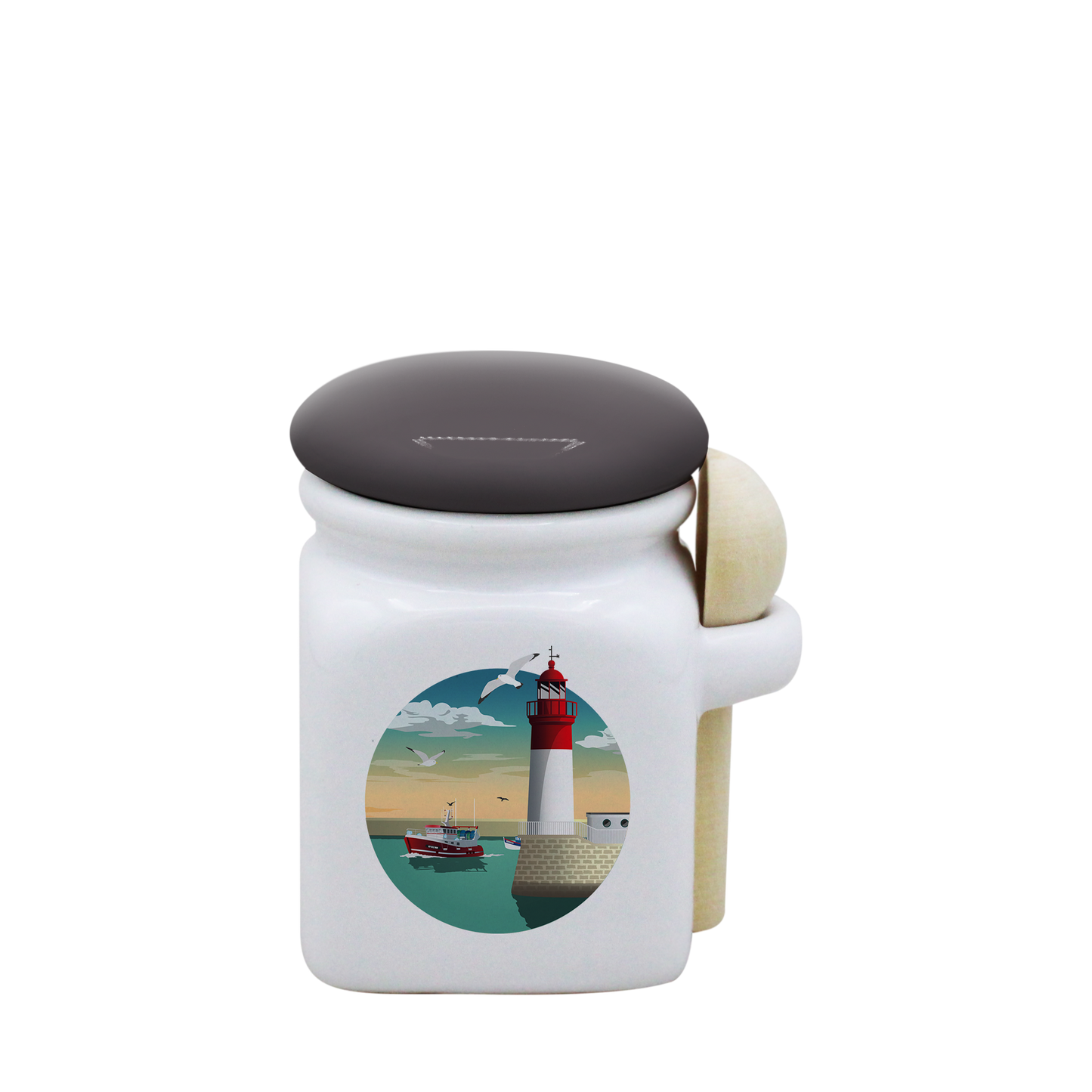 POT BLANC MINI COUV. GRIS+CUIL. BOIS-PHARECHA