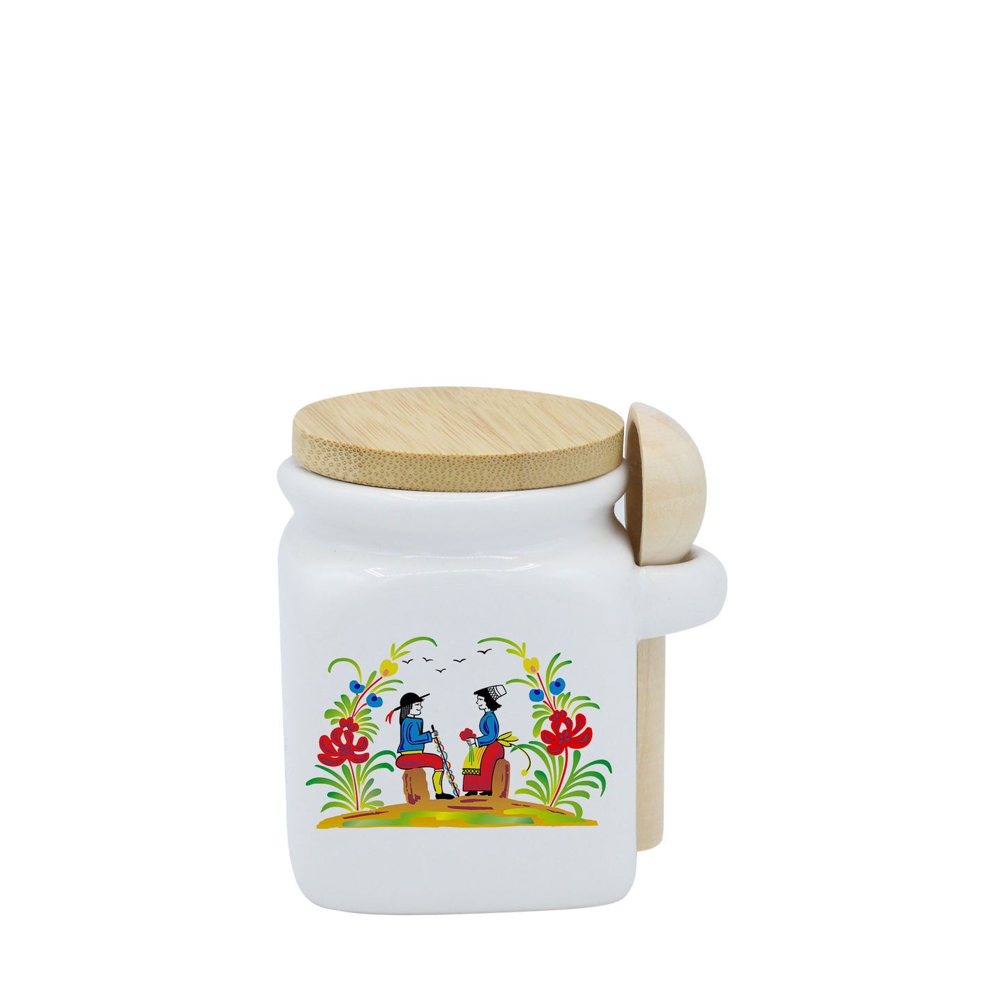 POT BLANC MINI COUV. BAMBOO+CUIL. BOIS-RETRO