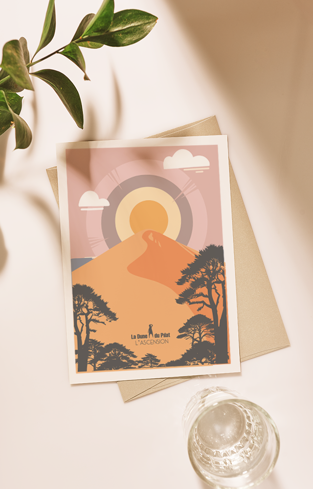 CARTE POSTALE FLAT DESIGN PILAT VIEUX ROSE