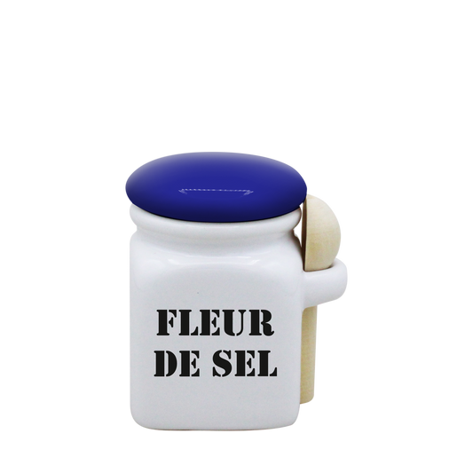 POT BLANC MINI COUV. BLEU+CUIL. BOIS-FLSEL