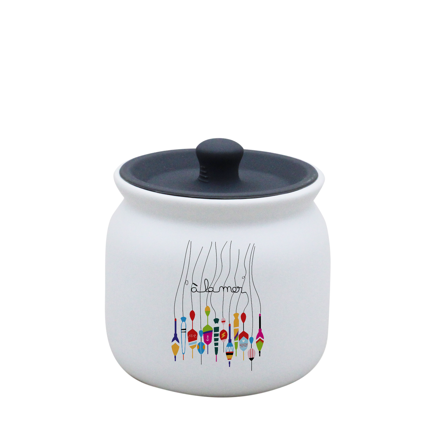 POT BLANC PM COUV. SILICONE GRIS - A LA MER BOUCHON