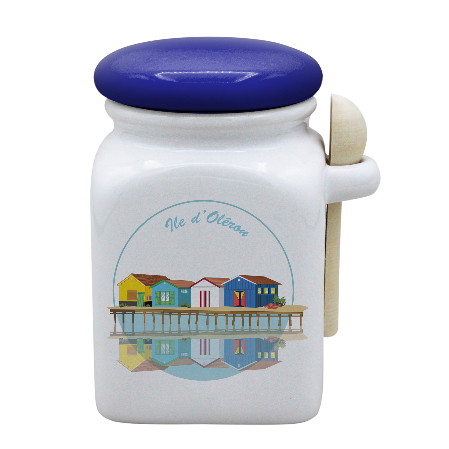 POT BLANC MM COUV. BLEU +CUIL. BOIS-CABOLERO