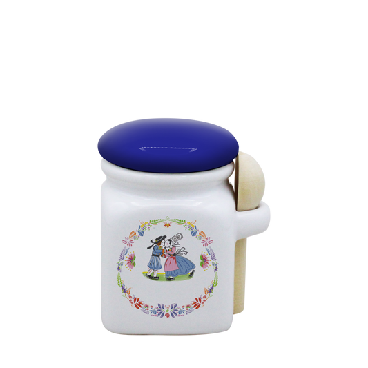 POT BLANC MINI COUV. BLEU+CUIL. BOIS-BTNER