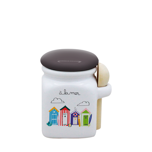 POT BLANC MINI COUV. GRIS+CUIL. BOIS-ALM3