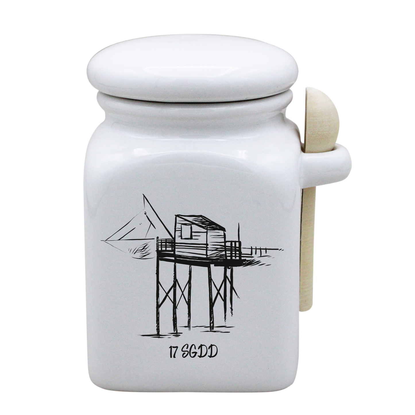 POT BLANC MM COUV. BLANC+CUIL. BOIS - CARRELET NOIR SPE BO ET BON