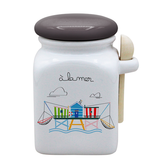 POT BLANC MM COUV. GRIS +CUIL. BOIS-A LA MER CARRELET