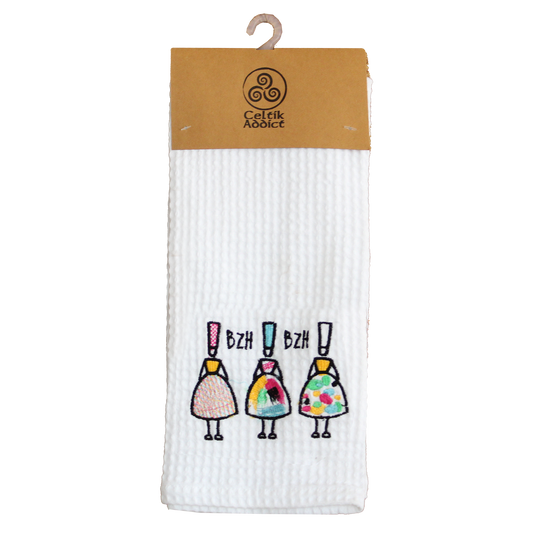 TORCHON NID D'ABEILLE BIGOUCHIC BLANC
