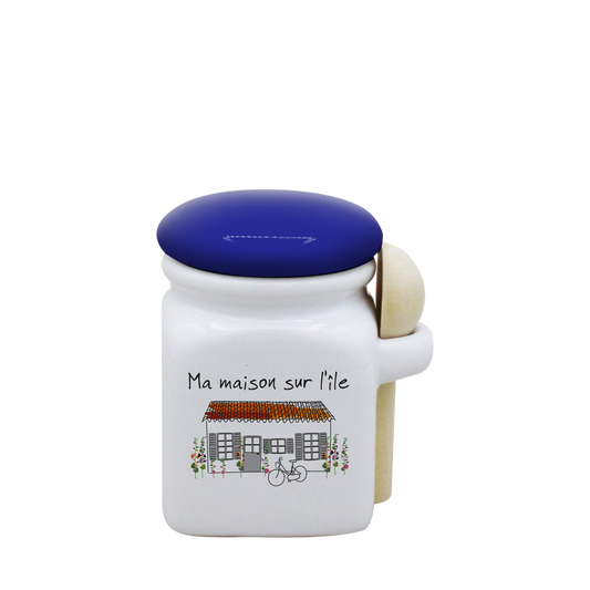 POT BLANC MINI COUV. BLEU+CUIL. BOIS-MMASI