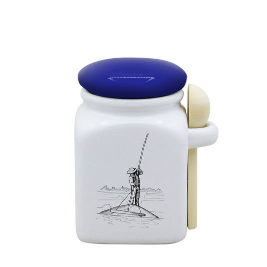 POT BLANC PM COUV. BLEU+CUIL. BOIS-PALUA