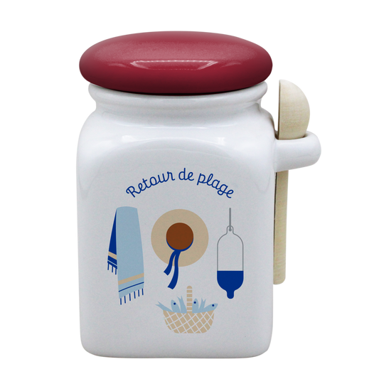 POT BLANC MM COUV. ROUGE+CUIL. BOIS-RETOUR DE PLAGE LA PETITE EMI