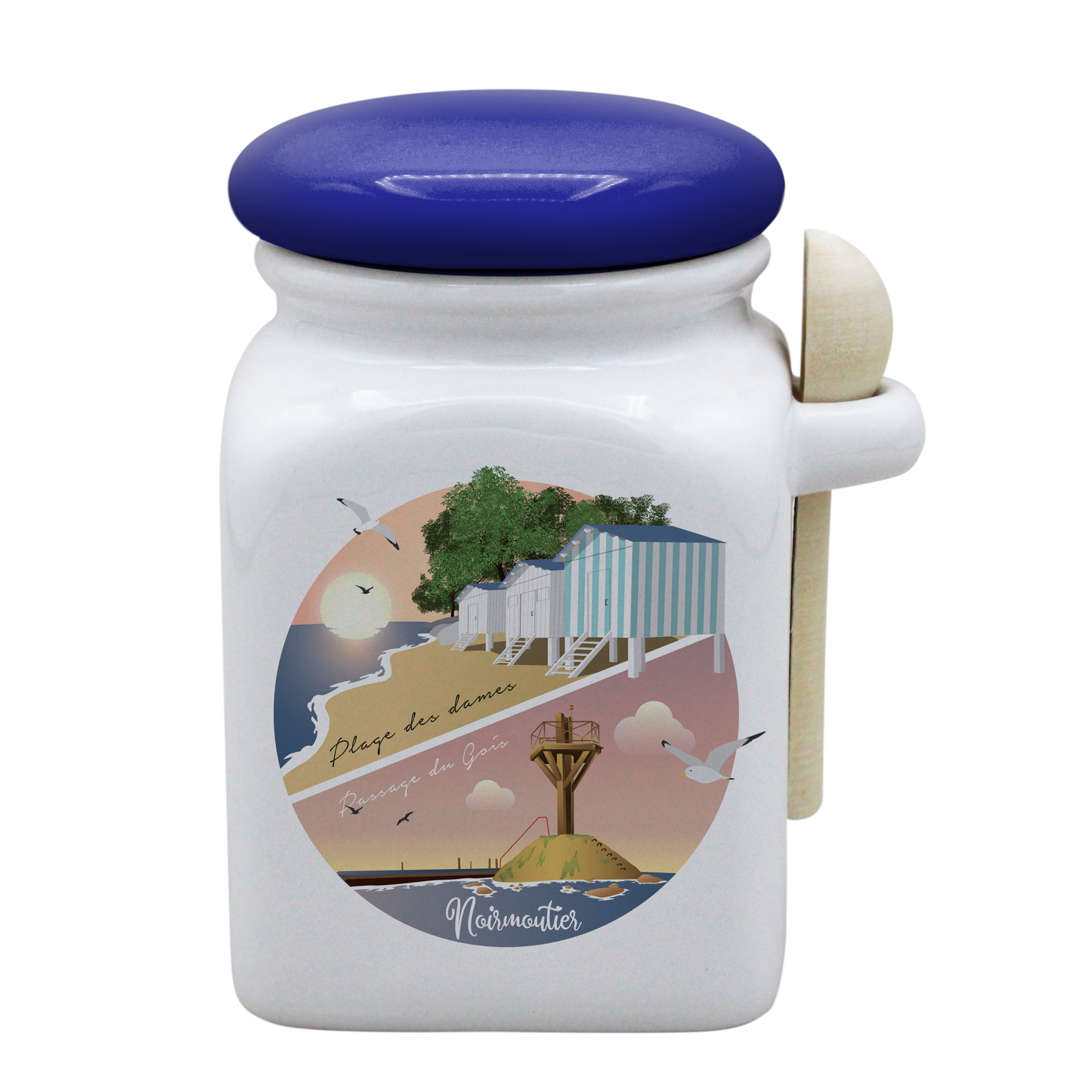 POT BLANC MM COUV. BLEU +CUIL. BOIS-PLAPASS