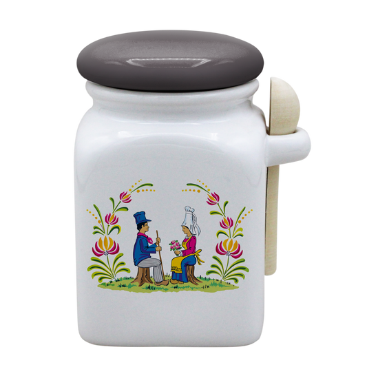 POT BLANC MM COUV. GRIS +CUIL. BOIS-RENOR