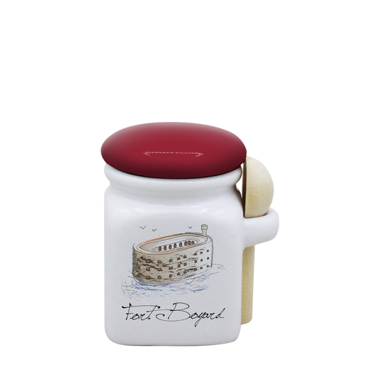 POT BLANC MINI COUV. ROUGE+CUIL. BOIS -FOBOYD