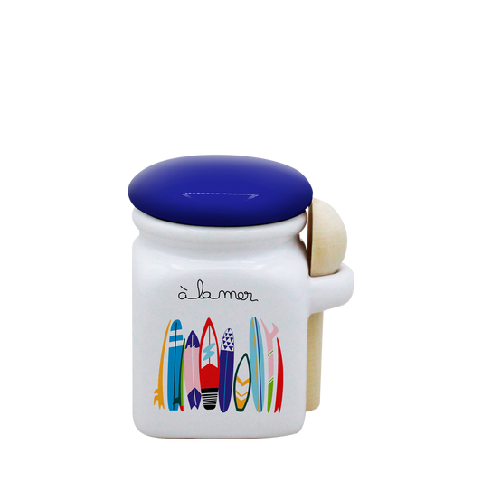 POT BLANC MINI COUV. BLEU+CUIL. BOIS-ALM4