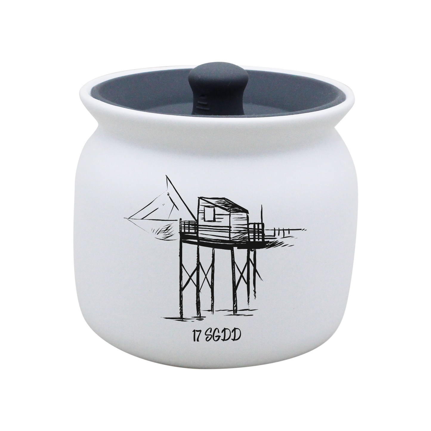 POT BLANC GM COUV. SILICONE GRIS - CARRELET NOIR SPE BO ET BON