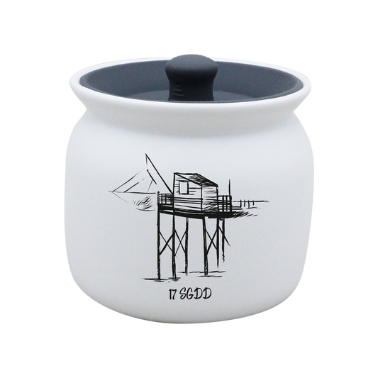 POT BLANC GM COUV. SILICONE GRIS - CARRELET NOIR SPE BO ET BON