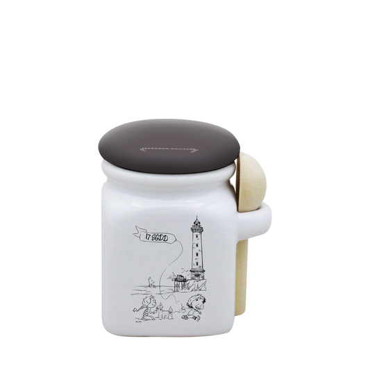 POT BLANC MINI COUV. GRIS+CUIL. BOIS - DESSIN VERTICAL ST GEORGES DE DIDONNE SPE BO ET BON